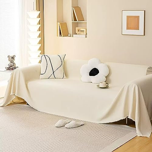 Bishilin Überwurf Sofa Katzenschutz 180x260CM, Sofabezug Ecksofa 2 Sitzer Beige Waffle Couchbezug Eckcouch Universal