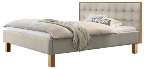 Hasena Polsterbett Noah Eiche Bright | Stoff beige 180x200