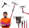 3.5M Professional Telescopic Extending Window Cleaner Kit - Heavy Duty Aluminium Extendable Pole, Soft Head Squeegee & Rubber Mop for High Window and Glass Cleaning for Indoor/Outdoor