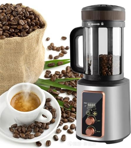 HLGKBY Coffee Bean Roaster Machine for Home Use, Hot Air Coffee Roaster with Timer, 100g~400g Per Use, Transparent Thickened Glass