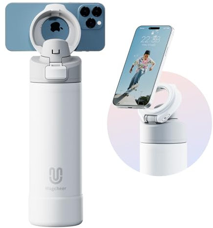 magcheer 24oz Botella agua gimnasio magnética Botella termica deportes de acero inoxidable Mantiene el frío durante 24 horas para Fitness y actividades al aire libre(blanco)