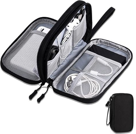 Kabeltasche, Doppelschichtig Kabeltasche Organizer 19 x 11 x 5.5CM Schwarz Kabeltasche Klein Wasserdicht Organizer Tasche Leicht und Kabel Organizer Tasche für Kleine Zubehöraufbewahrung