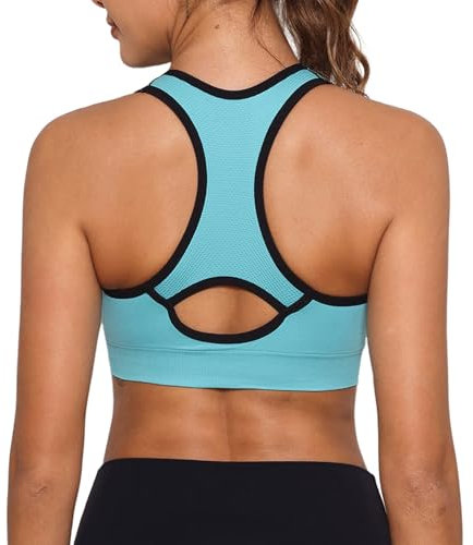 Sykooria Damen Sport BH Gepolstert Bustier Damen BH ohne Buegel Racerback Push up BH mit Farbverlauf Sport Top für Yoga Fitness, 341-Blau, S