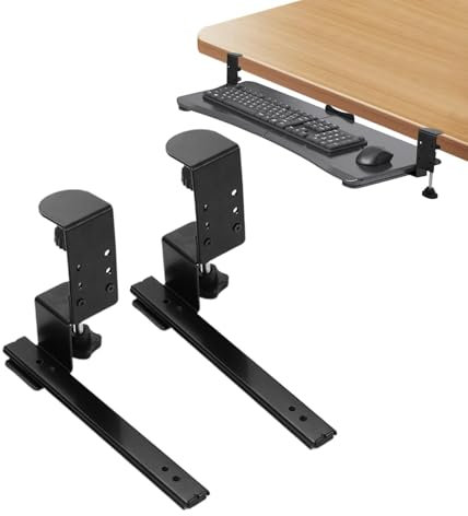 Mimoqk Slide-Out Keyboard Drawer, Keyboard Shelf Sliding, Under Desk Keyboard Holder, Slide Out Keyboard Tray, Pull Out Keyboard Tray Under Desk Mounted Holder for Easy Typing and Organizing