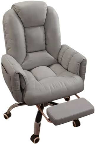 Sessel mit Rollen Büro Drehen und Heben Computerstuhl Aus Technischem Stoff mit Verstellbarer Rückenlehne und Rückzugsfunktion Relaxsessel für Wohnzimmer, Schlafzimmer(Gray)