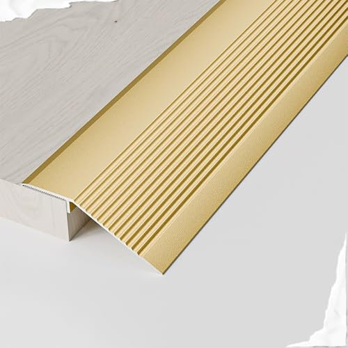 Robustes Übergangsprofil Alu Türschwellenrampen Höhenausgleich 8-30mm, Rutschfester Böden Übergangsleiste Abschluss Anpassungsprofil für Fliesen Laminatböden Schweller(Gold,120CM/48IN)