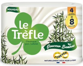 Le Trefle Papier toilette rouleau douceur bambou 3 x 4 soit un total de 12 rouleaux