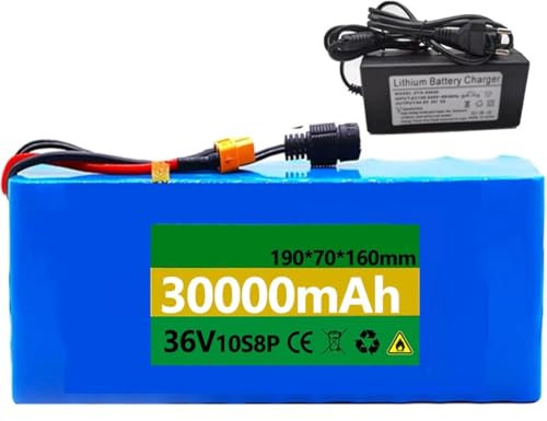 E-Bike Akku 36V 7Ah 10Ah 12Ah 15Ah 20Ah 25Ah 30Ah Elektrofahrra Lithium Batterie 36V Wasserdichter PVC-Akku, Mit 42V Ladegerät, Für 36V 800W 750W 500W 350W 250W Motoren XT60,36V 12AH