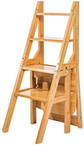 Klappleiter mit 4 Stufen, tragbarer Holzhocker mit Pflanzenregalen, 150 kg Kapazität, Mehrzweck-Stehleiter für Zuhause, Bibliothek und Garten