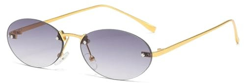 AAIXXIZAO Sonnenbrille Herren Randlos Oval Sonnenbrille Frauen Punk Sonnenbrille Männer Sonnenbrille Herren Sonnenbrille Autofahrt Brille Rund Rahmenlos Metallbrille Weiblich Gradientgrey