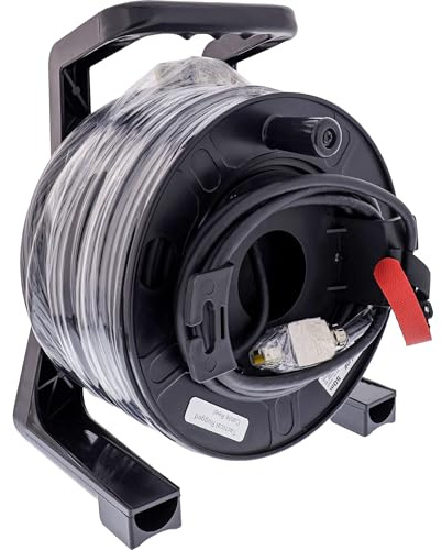 InLine Netzwerk-Kabeltrommel Outdoor Cat.6A, 50m, RJ45 HARTING IP67, S/FTP PUR, PoE++ tauglich, schwarz, 78593H