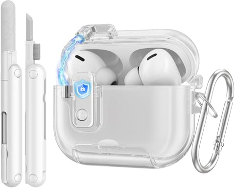 TiMOVO Hülle für AirPods Pro 3 (2025) mit Sicherheitsverschluss, Klar