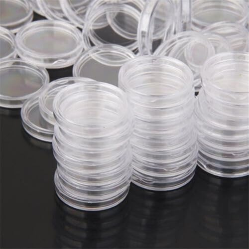 HOHOVYVY Lot de 100 capsules rondes en plastique transparent de 35 mm conçues pour le rangement et la protection des pièces de monnaie avec ouverture en croissant pour un accès facile Convient pour