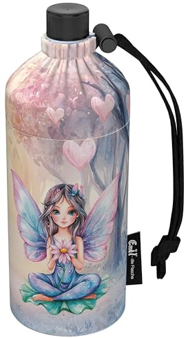 Emil Glas Trinkflasche 0,4l Elfen – isolierte Kinderflasche für Kindergarten & Schule, auslaufsicher, schadstofffrei für Mädchen und Jungen