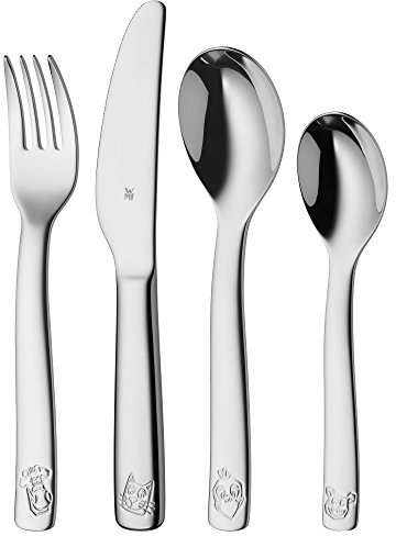 WMF Kinderbesteck-Set 4-teilig Farm Edelstahl Rostfrei poliert - Besteckteile mit individueller Gravur auf Vorderseite