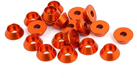 sourcing map M4 Alliage d'aluminium Rondelle d'amortisseur pare-chocs hayon de compartiment moteur Orange 20 Pcs