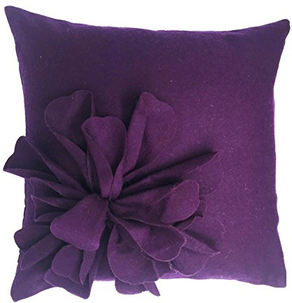 Lancashire Textiles Bohemia Purple Aubergine 3D Flower Cushion Cover 45 x 45cm – Textured Floral Bohemian Decorative Pillow Case, Cotton Blend, Cover Only