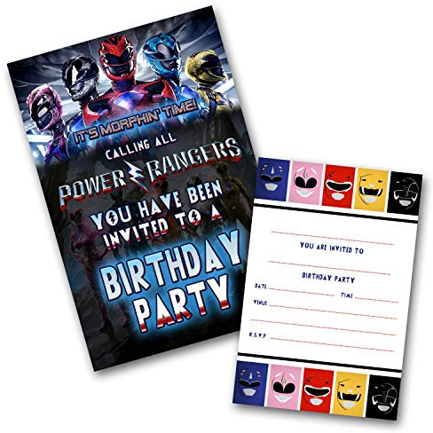 Power Rangers Party Invitations Pack & Envelopes (WRITE ON) Click customize for prices