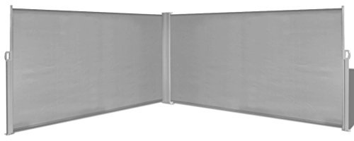 yorten Ausziehbare Seitenmarkise Markise Standmarkise mit Standpfosten Sichtschutz Sonnenschutz 160 x (0-600) cm (H x B) für Balkon Terrasse Grau