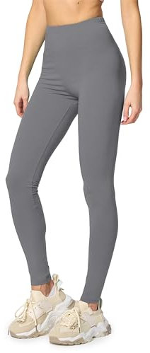 Merry Style Leggings Damen Baumwolle für das ganze Jahr Bequeme Leggings Blickdicht Damen Ideal für Yoga Sport Gym und Freizeit MS10-198 (Grau, S)