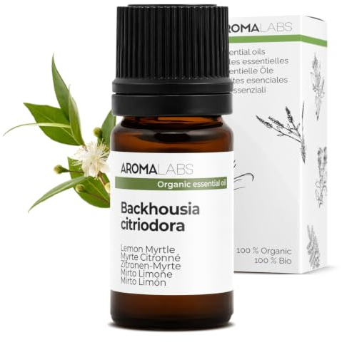 BIO - Lemon Myrtle Essential Oil - 5mL - 100% Pure, Natural, Chemotyped and AB/Cosmos Certified - AROMA LABS (French Brand)