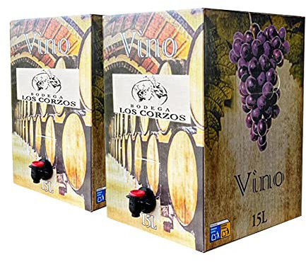 PACK - 2 Bag in Box 15 Litros Vino cosechero vino tinto joven de Bodega Los Corzos (Equivalente a 40 Botellas de 750 ml)