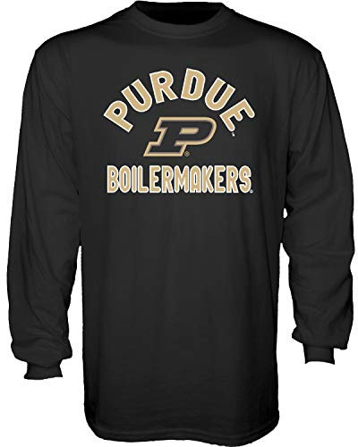Blue 84 Men's Purdue Boilermakers Long Sleeve T Shirt Line Up Team Color, Purdue Boilermakers Black, X-Large