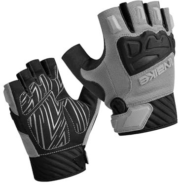 INBIKE MTB Handschuhe Herren Motocross Fahrradhandschuhe Kurz Sommer Mountainbike Fahrrad Halbfinger Rad Jungen Mädchen Grau XL