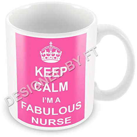 Keep Calm I'm A Fabulous Nurse Retro Ceramic White 11oz (Pink) Gift Mug by FT