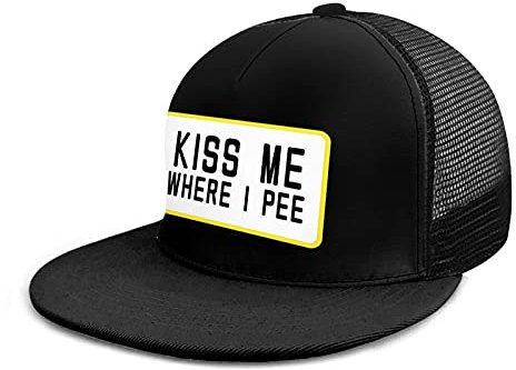 kiss me Where i Pee Hat Sandwich Vintage Adjustable Baseball Caps Sun Cap Unisex Outdoor, Black, One size