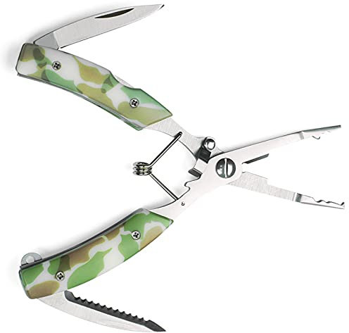 MENGDIYAQIAN Angelgerät Multifunktionale Edelstahl-Köderzange Camouflage Gürtelmesser Luer-Zange Öffnung Doppelring Trimmblei