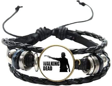 Hot! The Walking Dead Lederarmband Herren Fashion Rick Grimes Schwarz Weiß Silhouette Glas Rund Charm Armband für Fans