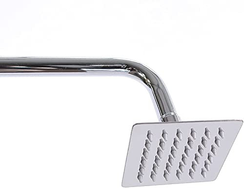 KANANA Alcachofa de ducha rectangular, grande 10 x 10 cm. De acero inoxidable cromado brillante y con solo 2 mm de grosor, un total de 36 boquillas antical.