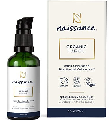 Naissance Bio-Haaröl 50ml - Pflegendes Haar-Serum mit Arganöl für Haarwachstum - Natürliche Behandlung für Trockenes, Strapaziertes, Krauses Haar - Stellt den Glanz wieder her Hitzeschutz