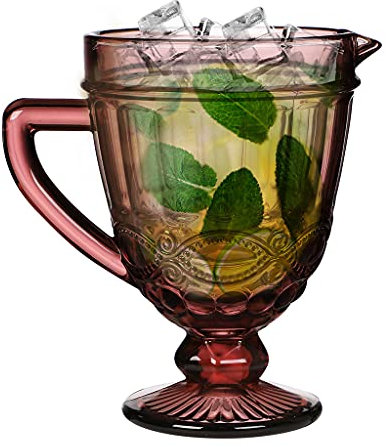 Pink Embossed Pitcher Jug 1L Cocktail Punch Juice Water Decanter Serving Carafe