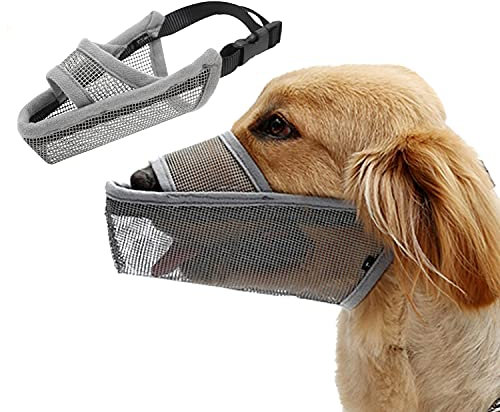 Dog Muzzle - Soft Nylon Adjustable Breathable Mesh Mask, Mouth Cover for Anti-Biting Anti-Barking Licking (Size S)