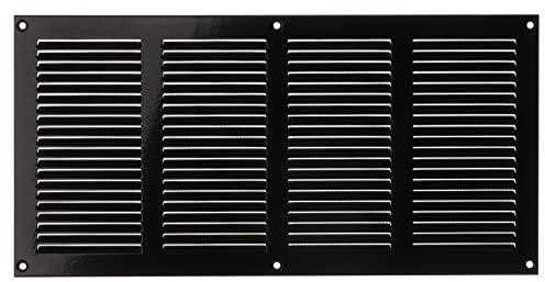 400x200mm Griglie D'Aerazione/Ventilazione in Metallo - Nera Griglia D'aria con Rete Anti Insetti