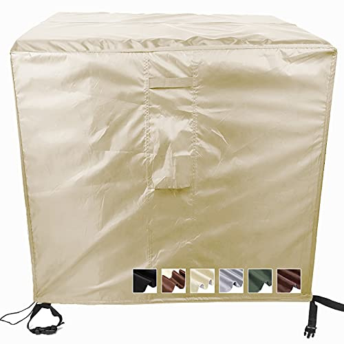 MEEYI Gartentisch Abdeckung 87x87x77cm, Wasserdichtes Schutzhülle Gartentischabdeckung Möbelsets Winterfest Tischhaube Garten für Gartentisch Sitzgruppe, Beige