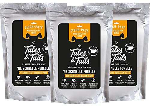 Tales & Tails - Nassfutter für Hunde aus 100% isländischer Forelle | Perfekt für Allergiker Hunden | Getreidefreies Hundefutter | Hundenassfutter Forelle | 30x 100g