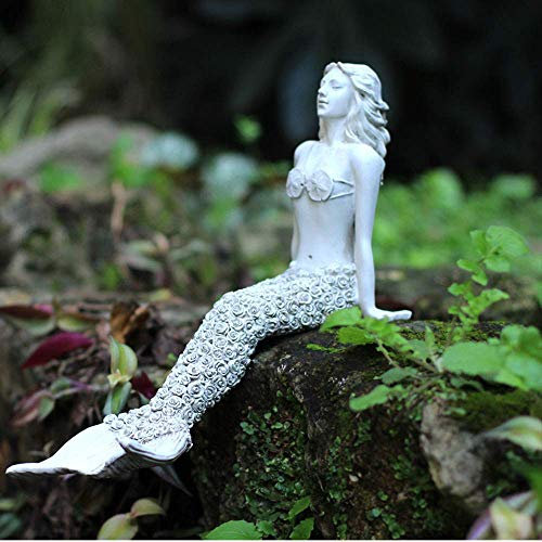 WLVG Gartenfiguren, Dekorationsstatue, Gartenarbeit, Meerjungfrau, Dekoration, Harz, Schwanz, Mädchen, Prinzessin, Ornamente, Innenhof