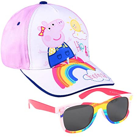 Set Gafas de Sol y Gorra Peppa Pig - Talla de 2 a 5 Años - Protección UV 400 y Filtro de Categoría 3 - Gorra Infantil con Velcro Ajustable - Producto Original Diseñado en España
