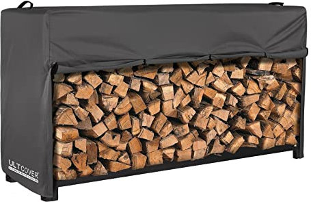 ULTCOVER Waterproof Firewood Racks Cover 8 Feet Heavy Duty Outdoor Logs Holder Stand Cover, Black