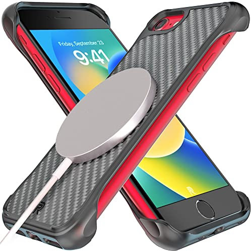 REBEL Phone Magnetic Case for iPhone SE 3rd Gen 2022 [Flex Series] MagSafe Compatible, Exposed Sides for Comfort, Kevlar, Protective Shockproof Corners, Fits SE 2020/iPhone 8/7 (Aramid Fiber)