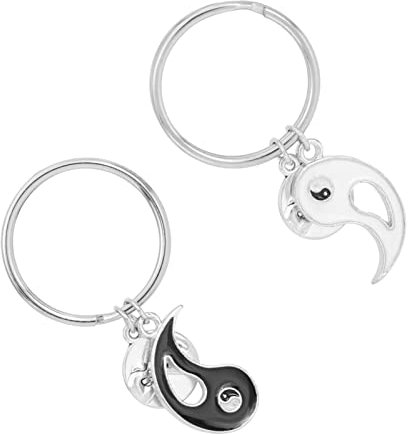 USHOBE Couples Yin Et Yang Keychain BFF Keyring Matching Yin Yang Keychain Wolf Puzzle Keyring for Best Friends Briendfriend Girlfriend Family