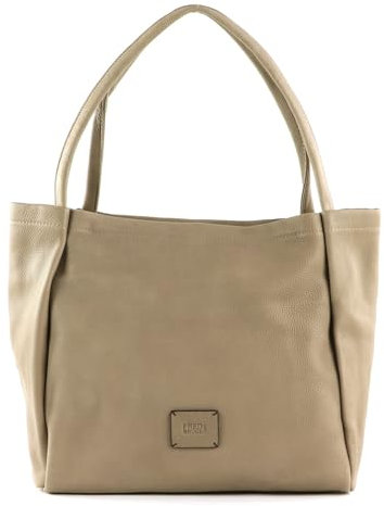FREDsBRUDER Damen Tasche Shopper Schultertasche Umhängetasche Airy Shopper Logoschriftzug Glattleder uni Airy Shopper hellbraun beige camel weich