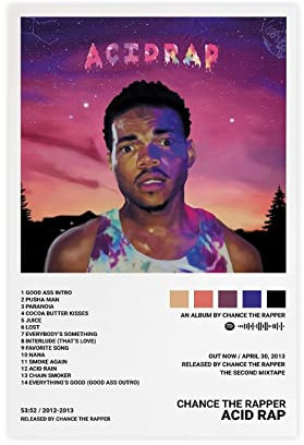 Chance The Rapper Poster Acid Rap Album Cover Poster Leinwand Poster Schlafzimmer Dekor Sport Landschaft Büro Zimmer Dekor Geschenk Rahmen Stil 30 x 45 cm