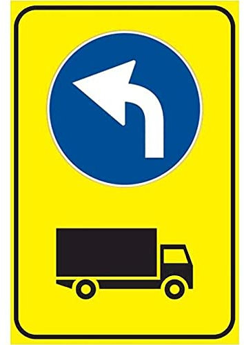 CARTELLO IN LAMIERA SCATOLATA RETTANGOLO 60X40 cm - preavviso direzione obbligatoria camion - SEGNALE CATARIFRAGENTE CON CAVALLETTO (CARTELLO)