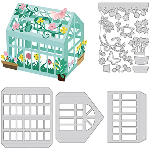 BENECREAT 3D Gartenhaus Metall-Stanzformen, DIY Craft Carbon Steel Prägeschablone Für Die Kartenherstellung, Fotodekorpapier, Scrapbooking, 0.08cm Dick