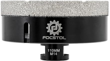 FOCSTOL Foret Diamant - 110mm Scie Cloche Diamant Brasée Sous Vide pour Porcelaine Carrelage Céramique Marbre Granit Quartz M14 Filetage