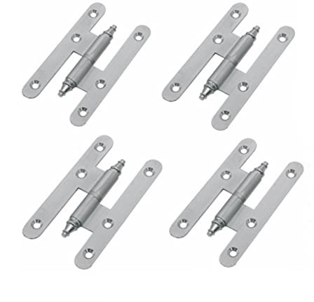 AZERODESIGN-Pernio- Bisagras Puertas -Bisagras puertas madera - Material de Latón con Remates-Pack de 4 Unidades -Medidas 100 x 57mm -Cantos Redondos-Mano Derecha e izquierda(IZQUIERDA, NIQUEL-MATE)
